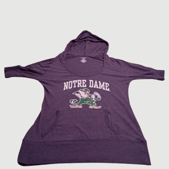Pro Edge Hooded Short Sleeve Notre Dame Tee in Heather Blue Size Juniors XL - Picture 3 of 8